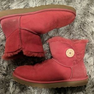 Pink Ugg Boots with Button Accent Ankle Height